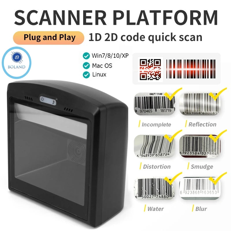 Portable 1D 2D QR barcode scanner for logistics