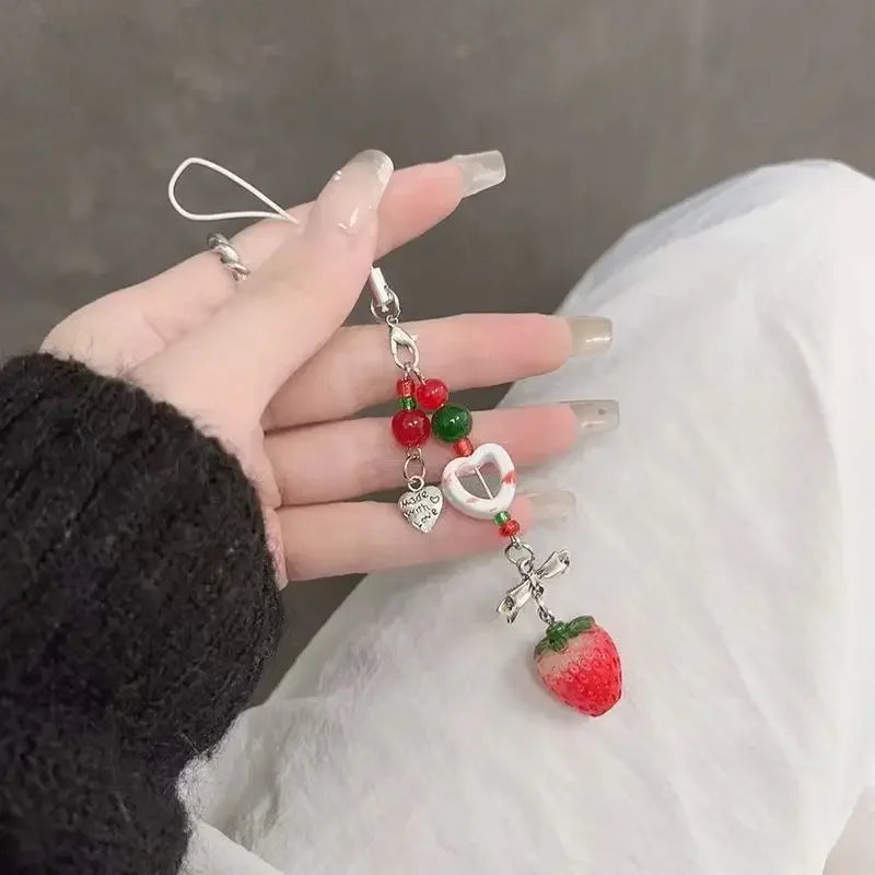 Silikon Herz Erdbeere Handy Lanyard für Mädchen