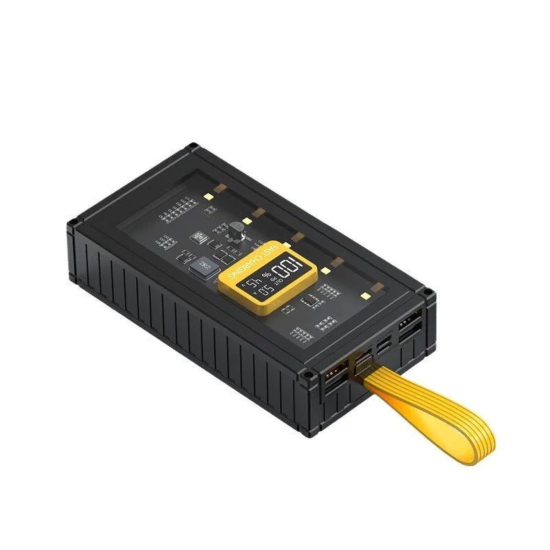 Transparent power bank 20000–50000mAh fast charging