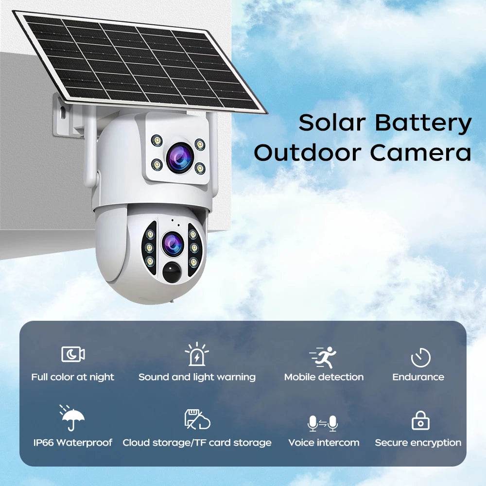 4K WLAN Solar Kamera Outdoor mit Dual-Objektiv PTZ