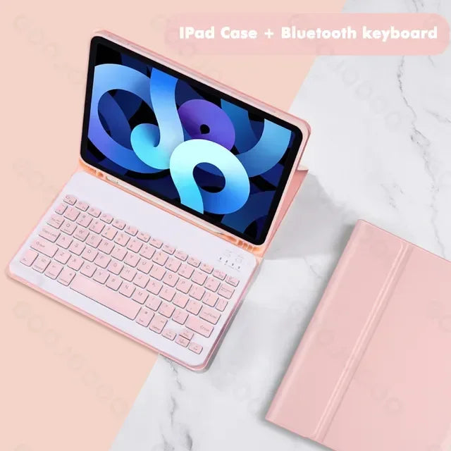 Bluetooth Tastatur & Maus mit Lederhülle für iPad 9.7–12.9 Zoll – Magnetisch & Stoßfest