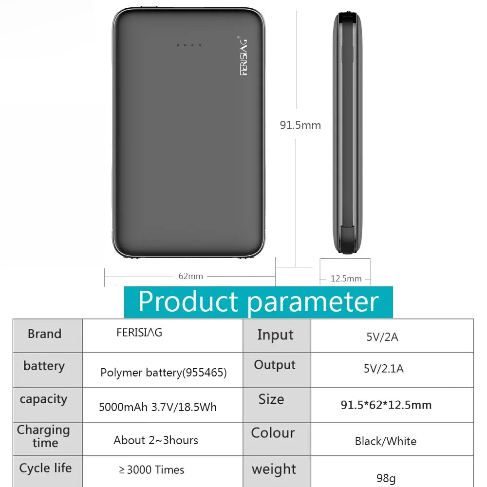 3in1 Powerbank 5000mAh kompakt