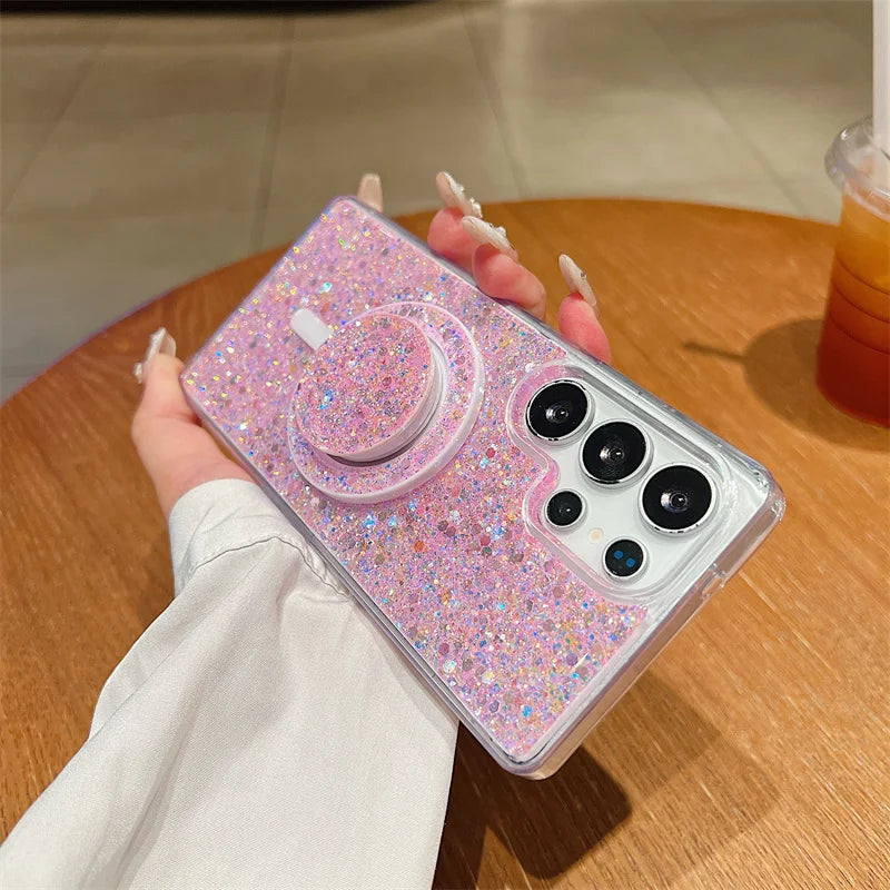 Glitzer Luxus Magnet Hülle für Samsung S25 Ultra