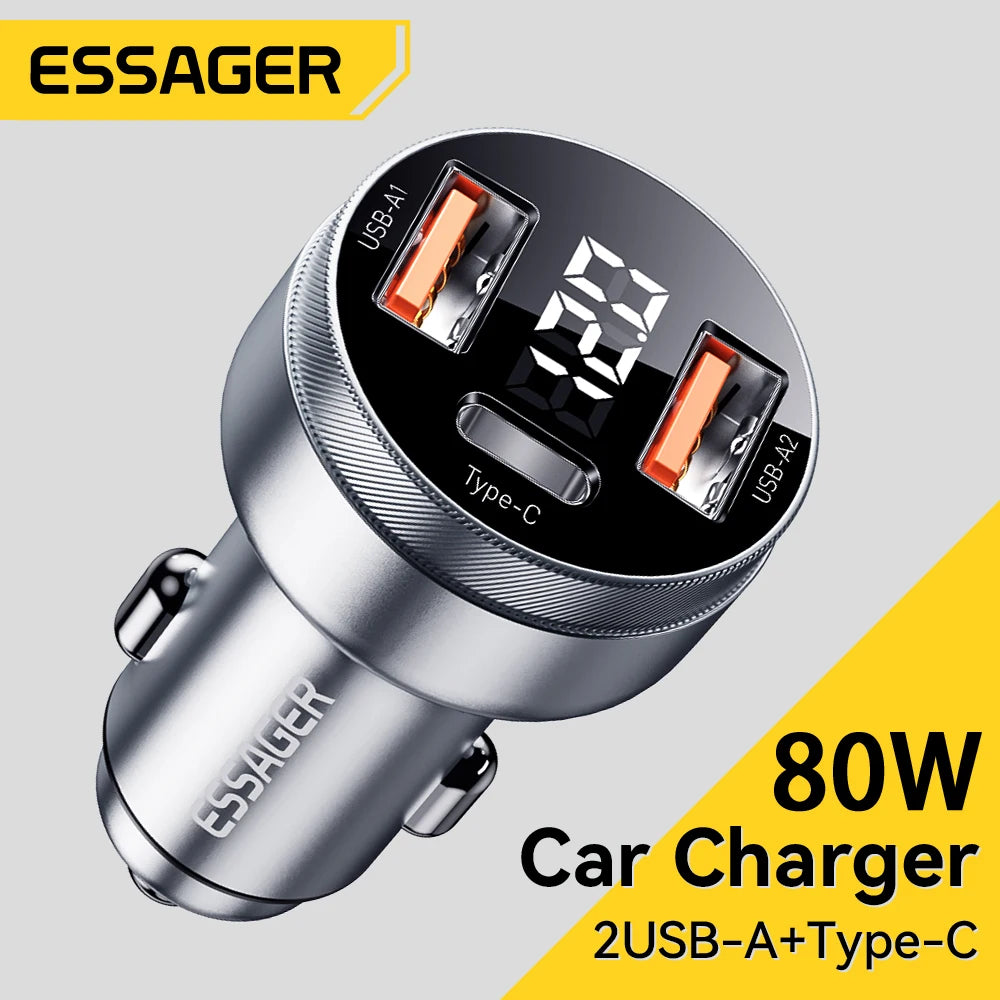 Essager 80W USB C Auto Ladegerät Schnellladung