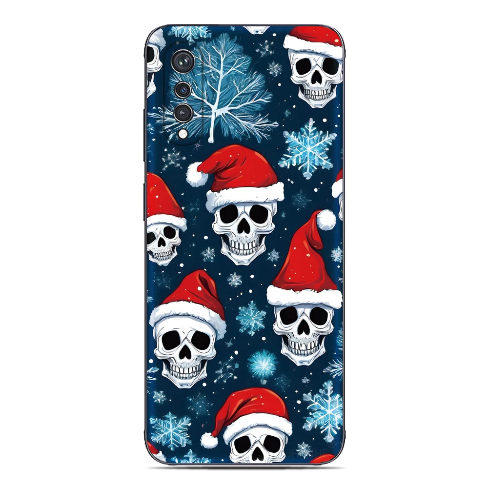 Christmas Skulls TPU Case for Google Pixel 10, 10 Pro and 10 Pro XL, soft, flexible, shockproof, scratch-resistant with cartoon flower anime design