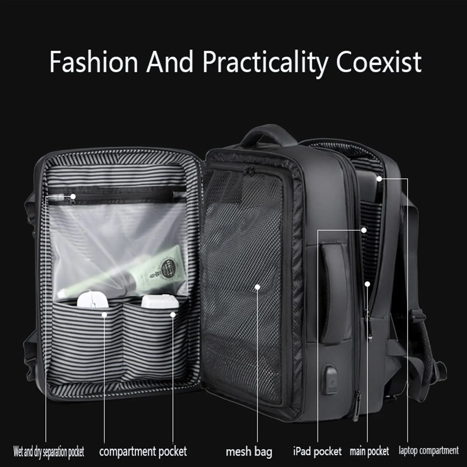 Herren 17" Laptop Rucksack Hartschale