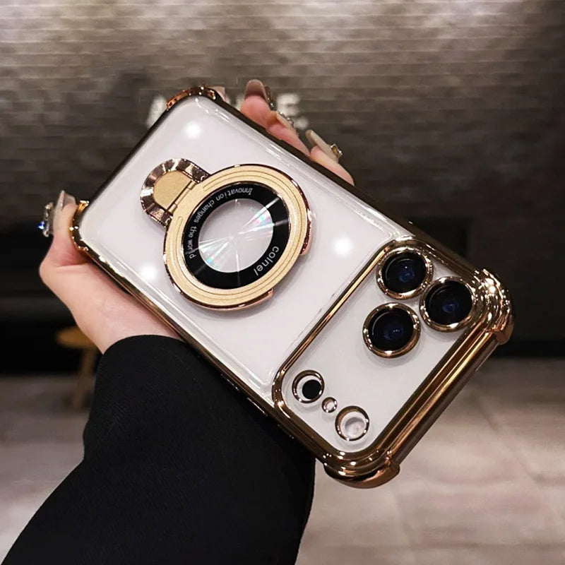 Für iPhone 17 transparente magnetische Halterungshülle