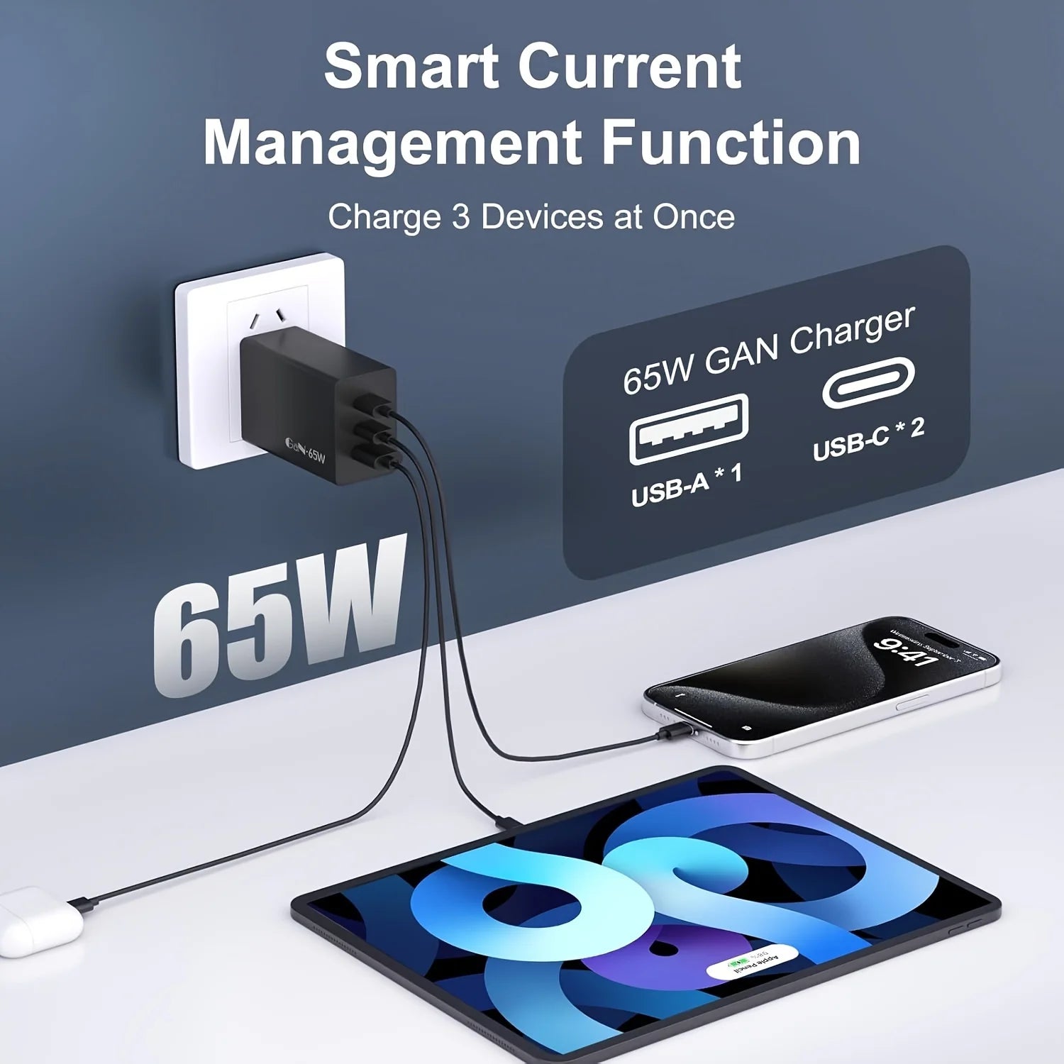 Ladegerät 65W USB C+A Adapter