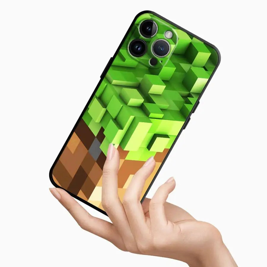 Grüne Pixel-Monster-Hülle für iPhone