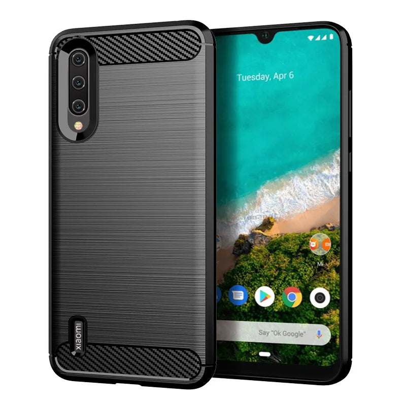 Soft silicone case for Xiaomi Mi A3 Carbon Fiber