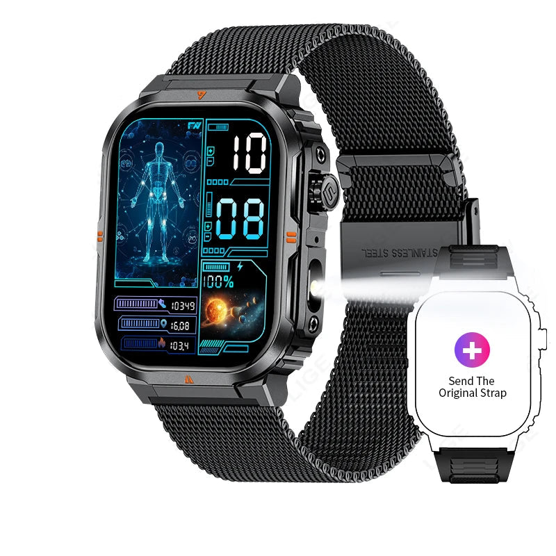 LIGE Outdoor Smartwatch with LED & BT Call 2024