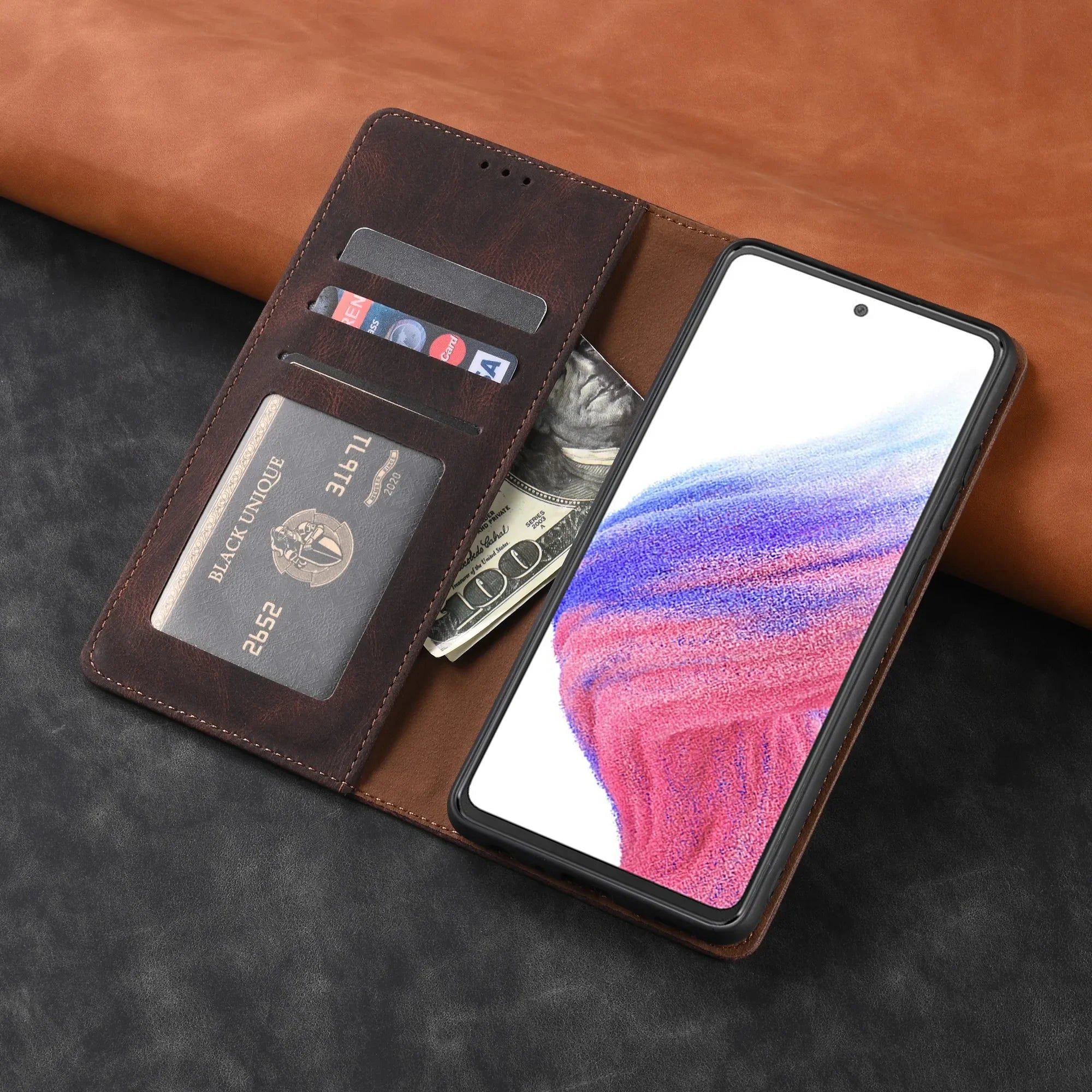 Leder Flip Hülle für Samsung Galaxy