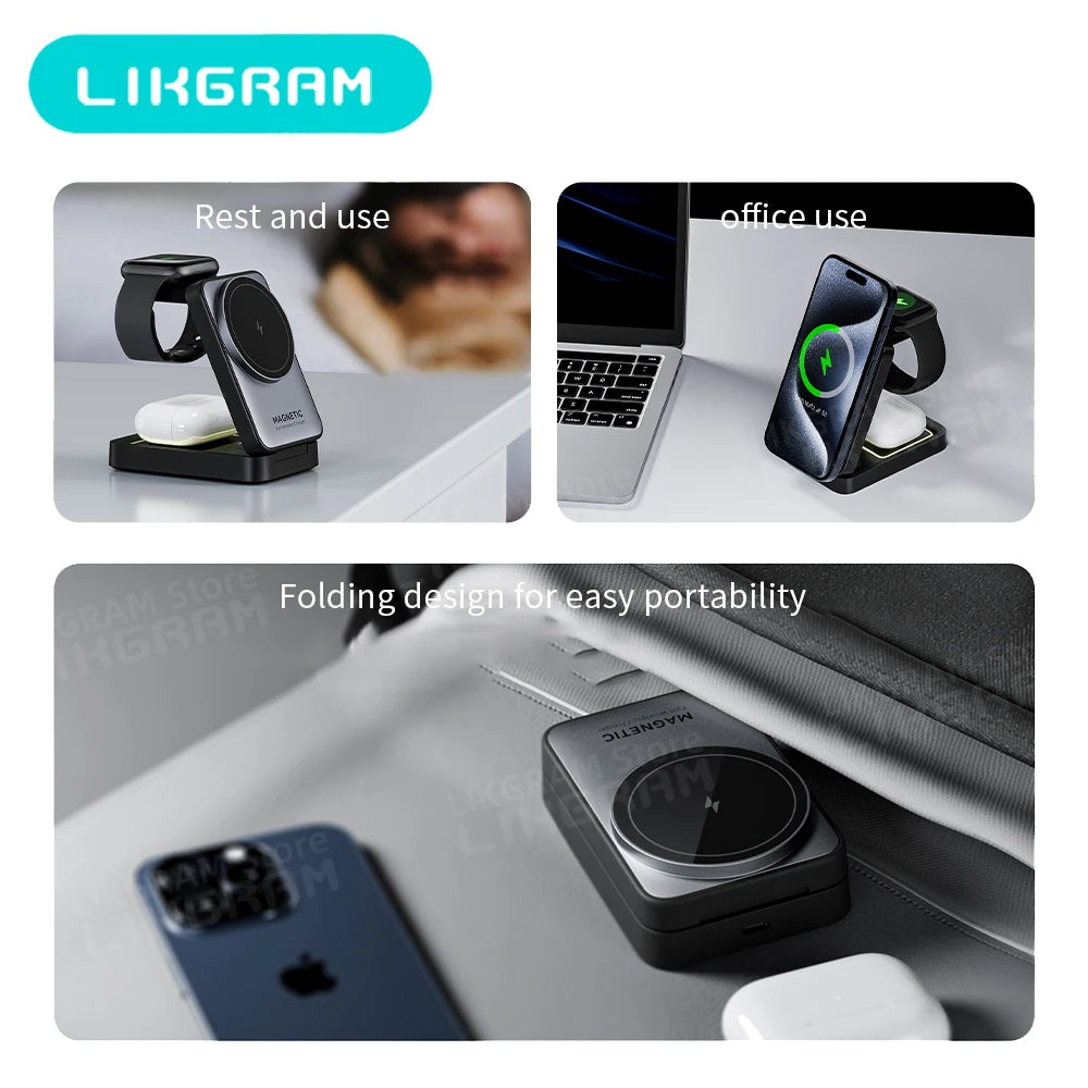 Magnetisches 3-in-1 Ladegerät mit Nachtlicht für iPhone