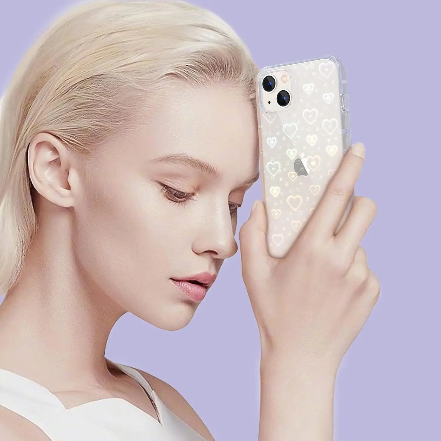 Transparente Glitzer-Hülle mit Herz für iPhone 17