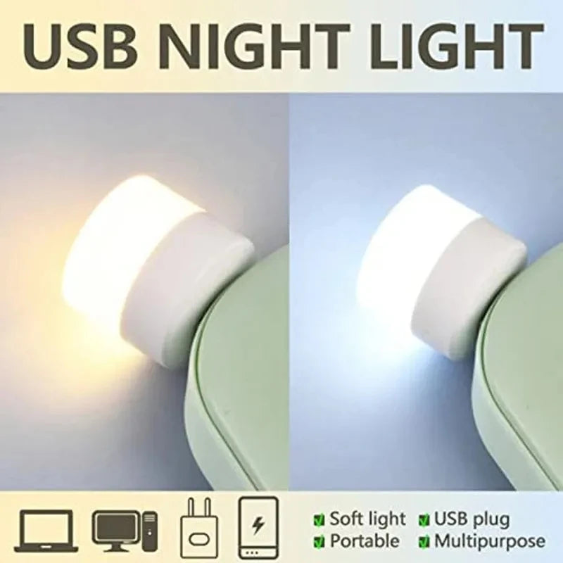 Mini USB LED Nachtlicht warmweiß 1–10 Stk.