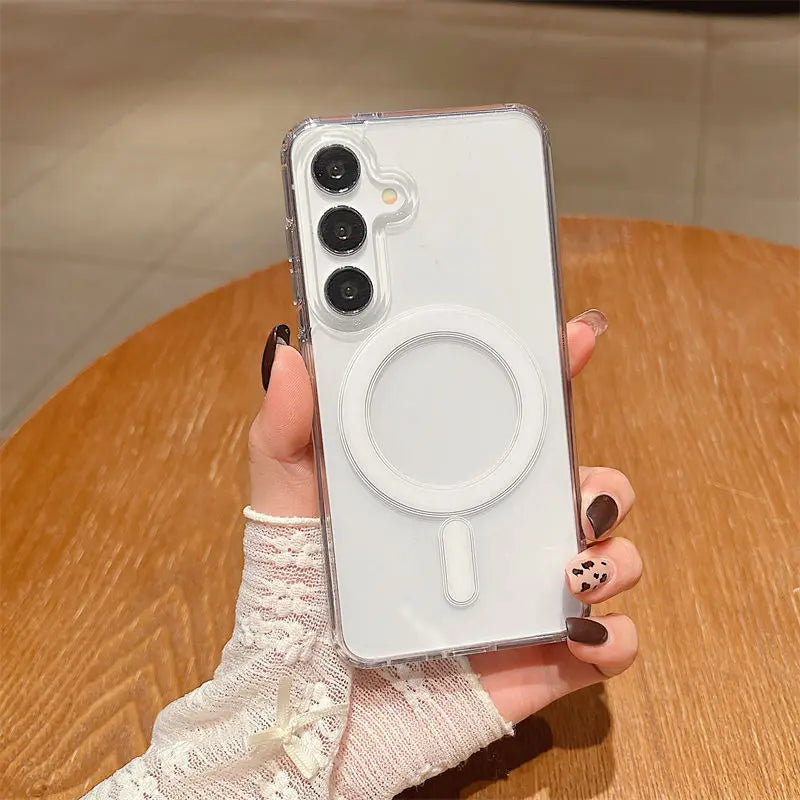 Transparente Magnethülle für Samsung S25 FE Stoßfest