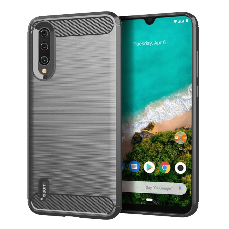 Soft silicone case for Xiaomi Mi A3 Carbon Fiber