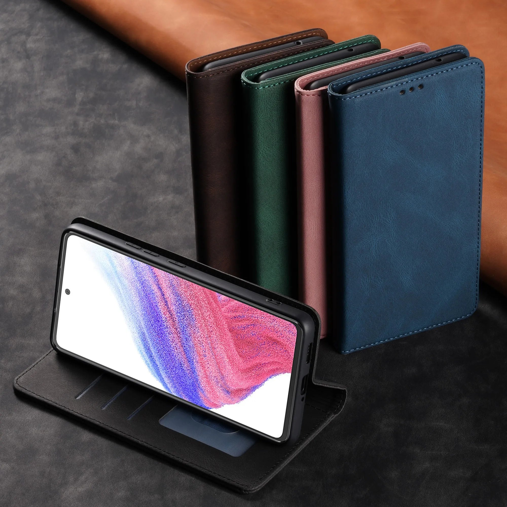 Leder Flip Hülle für Samsung Galaxy
