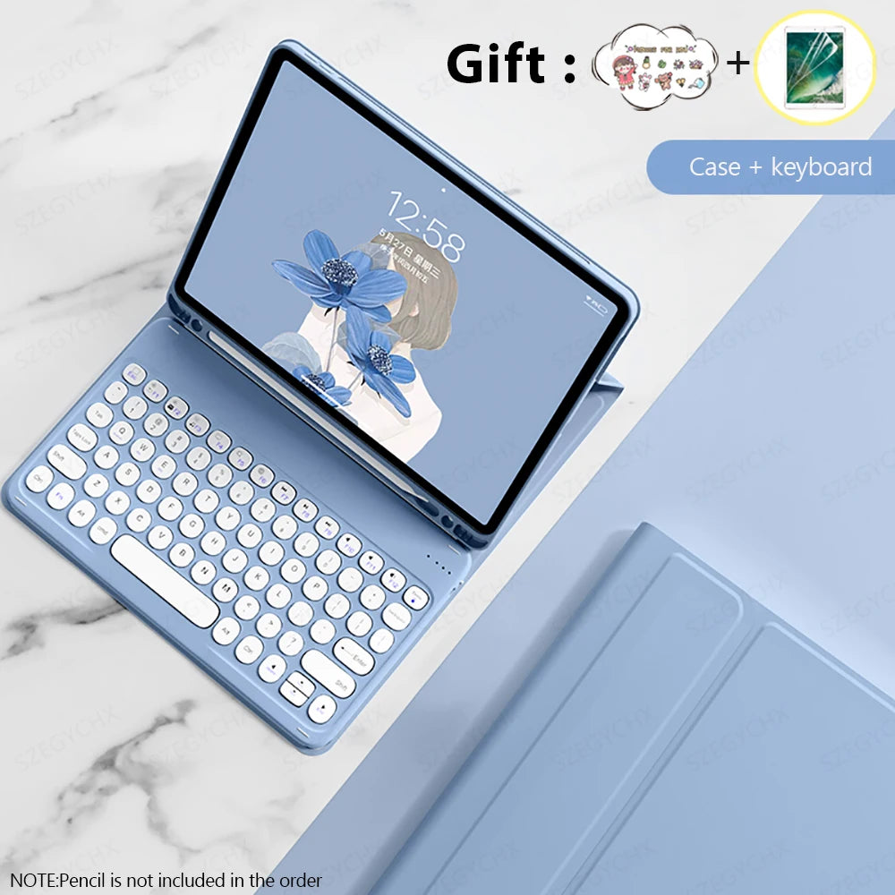 Kabellose Tastatur & Maus Hülle für iPad A16, Pro 13/11/12.9, Air 13/11/5/4, 10.2 (7/8/9/10. Gen) – Bluetooth Keyboard, Wireless Maus, wasserdicht & stoßfest