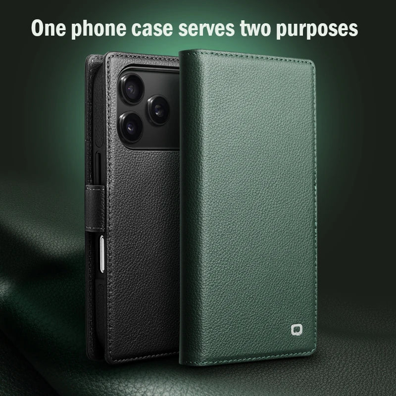 Leder Flip-Hülle mit Kartenfach für iPhone 17 Pro