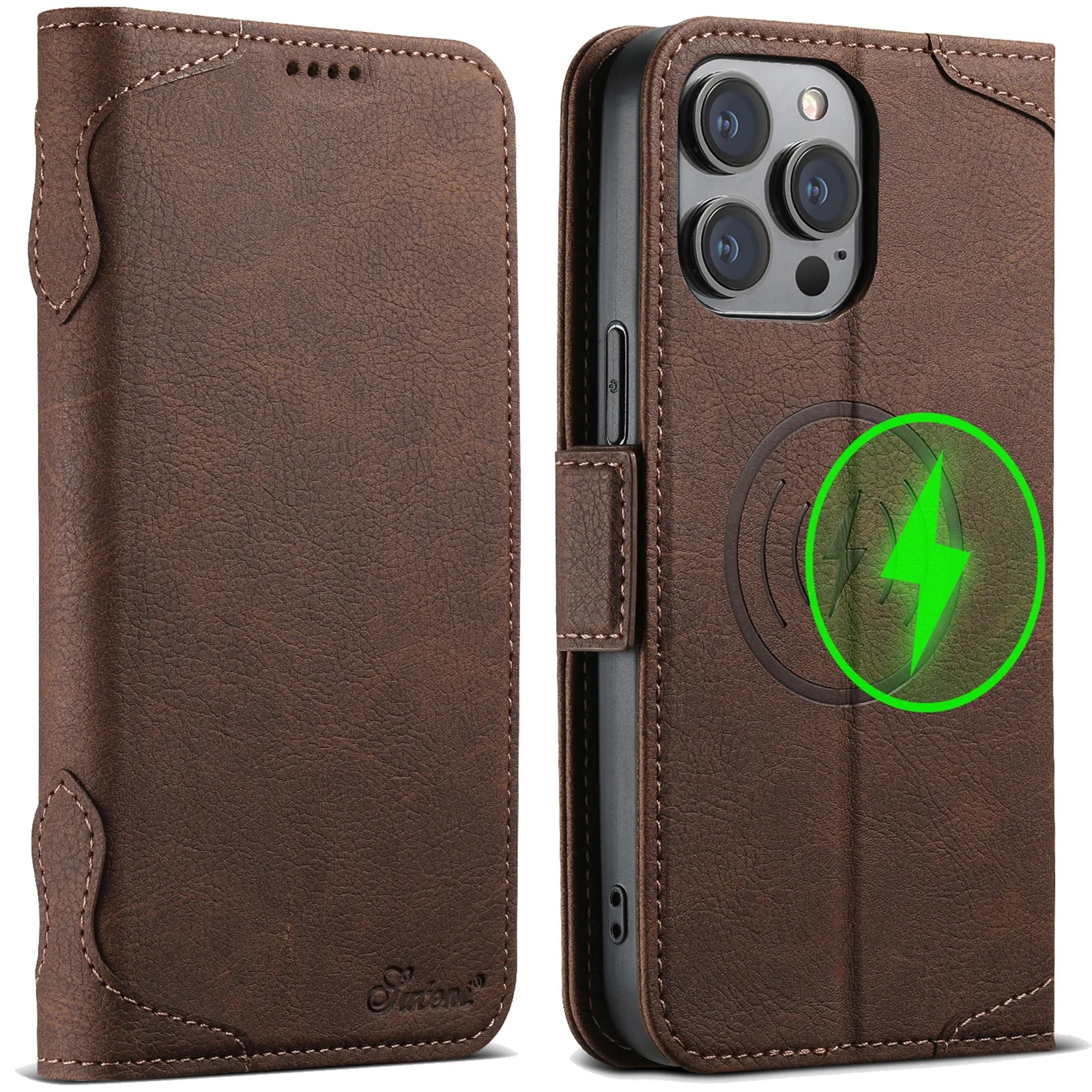 Magnetische Leder Wallet Hülle iPhone 16 Pro Max