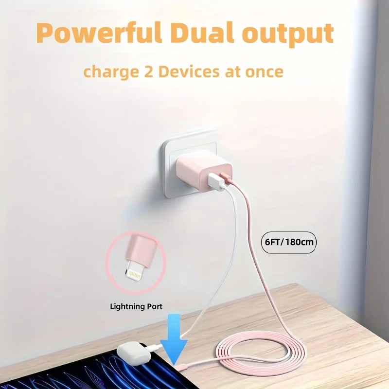 3er-Pack 20W Dual-Port Ladegerät mit Kabel