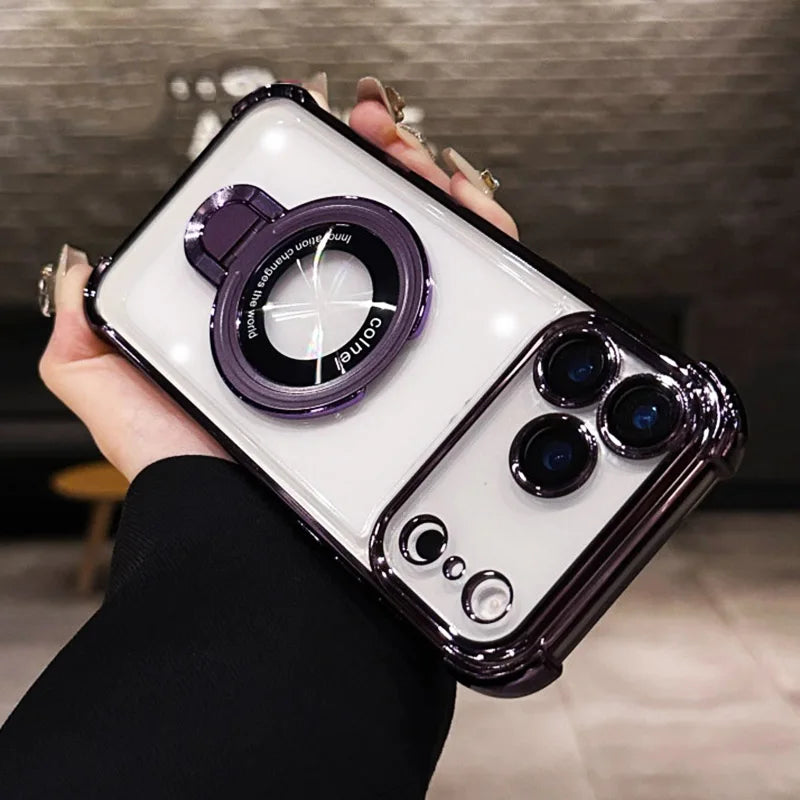 Für iPhone 17 transparente magnetische Halterungshülle