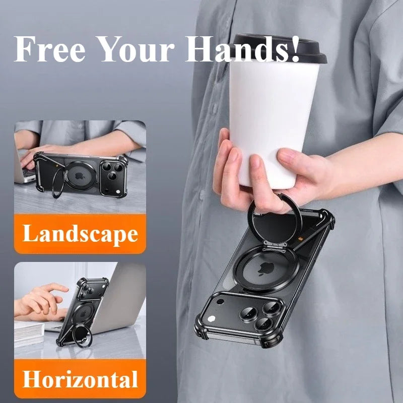 MagSafe metal case for iPhone 17 with rotating stand