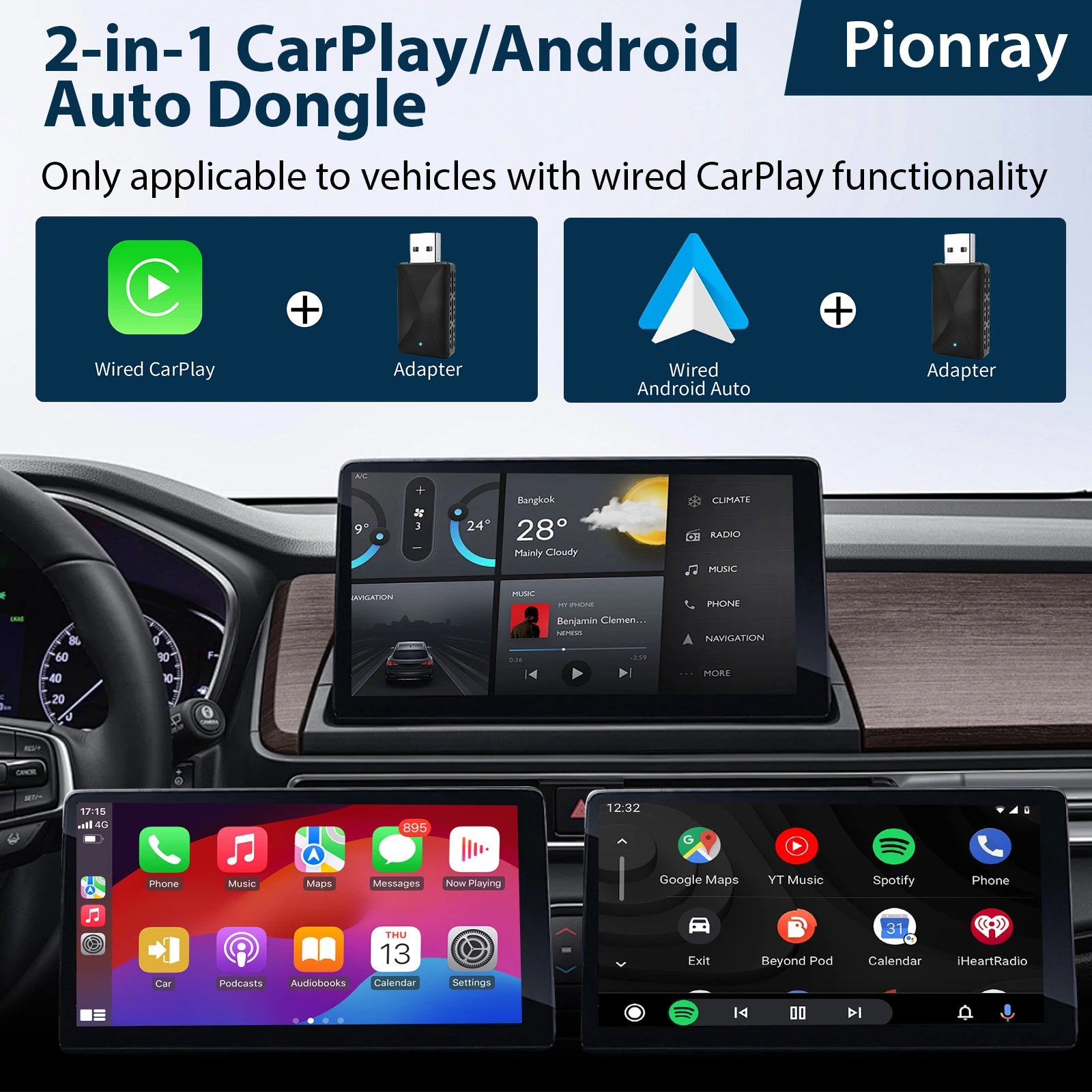 2-in-1 Kabelloser CarPlay Adapter Mini