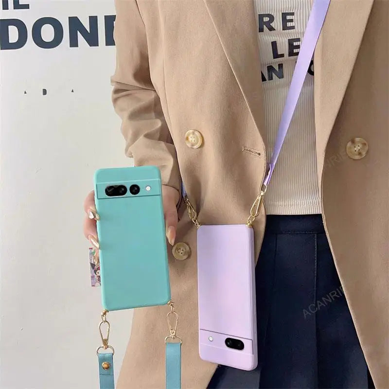 Crossbody Silikonhülle mit Band Pixel