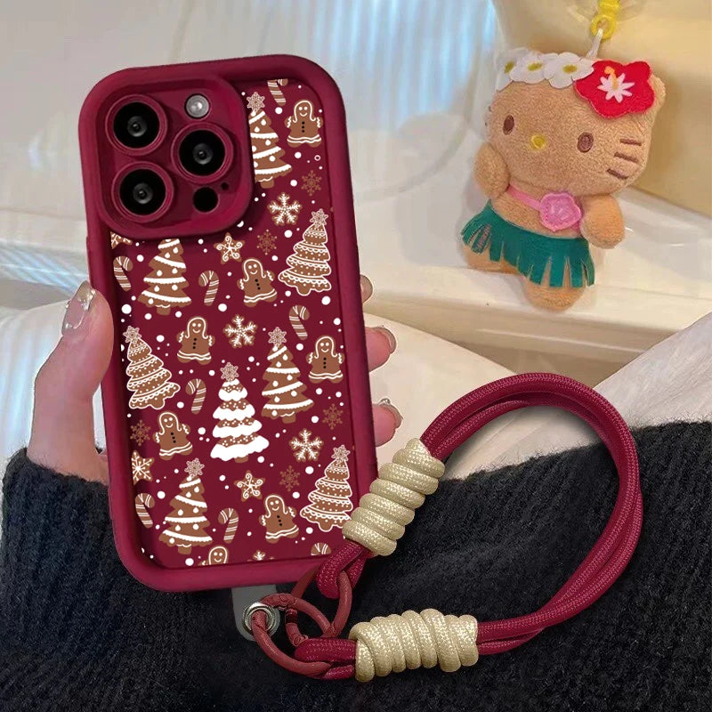 Cute Christmas phone case with red chain for Pixel