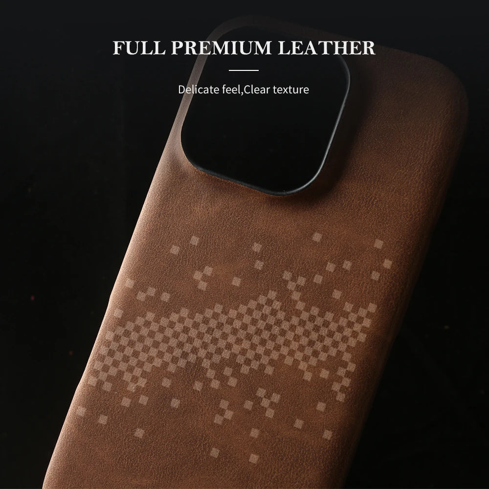 Luxury Leather Case for iPhone 17-15 Pro Max, Shockproof