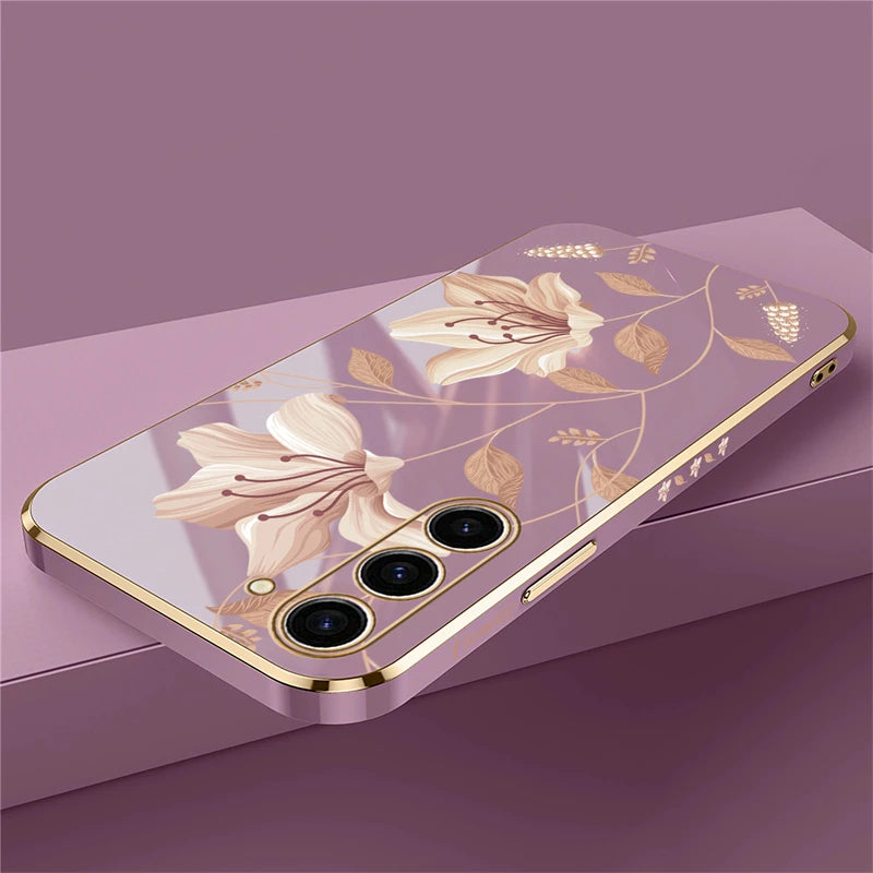 Silikon Hülle für Samsung Galaxy S24 Blumen Muster