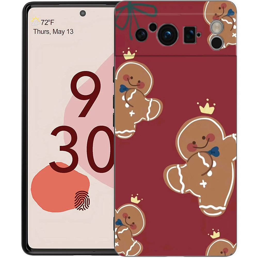 Pixel 9 8 Case Cartoon Silicone TPU Half Wrap Christmas Case
