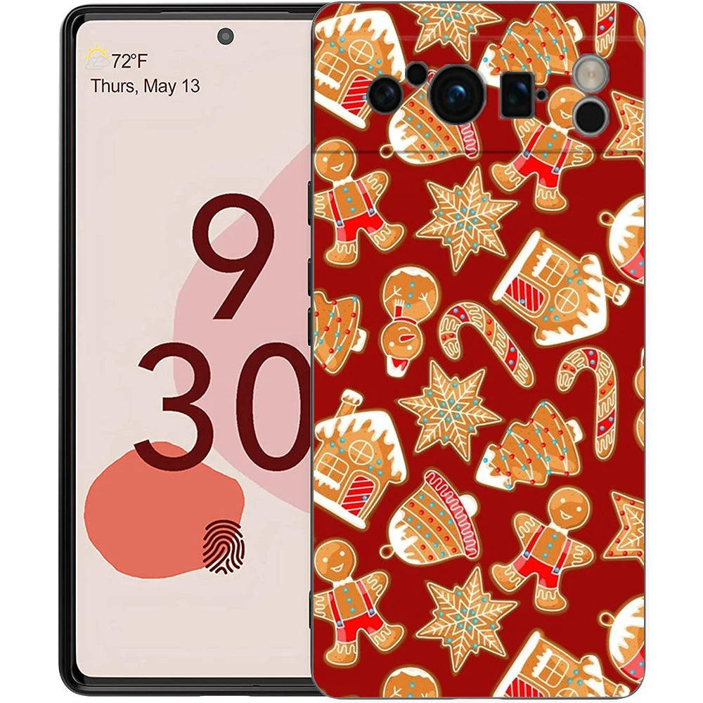 Pixel 9 8 Case Cartoon Silicone TPU Half Wrap Christmas Case