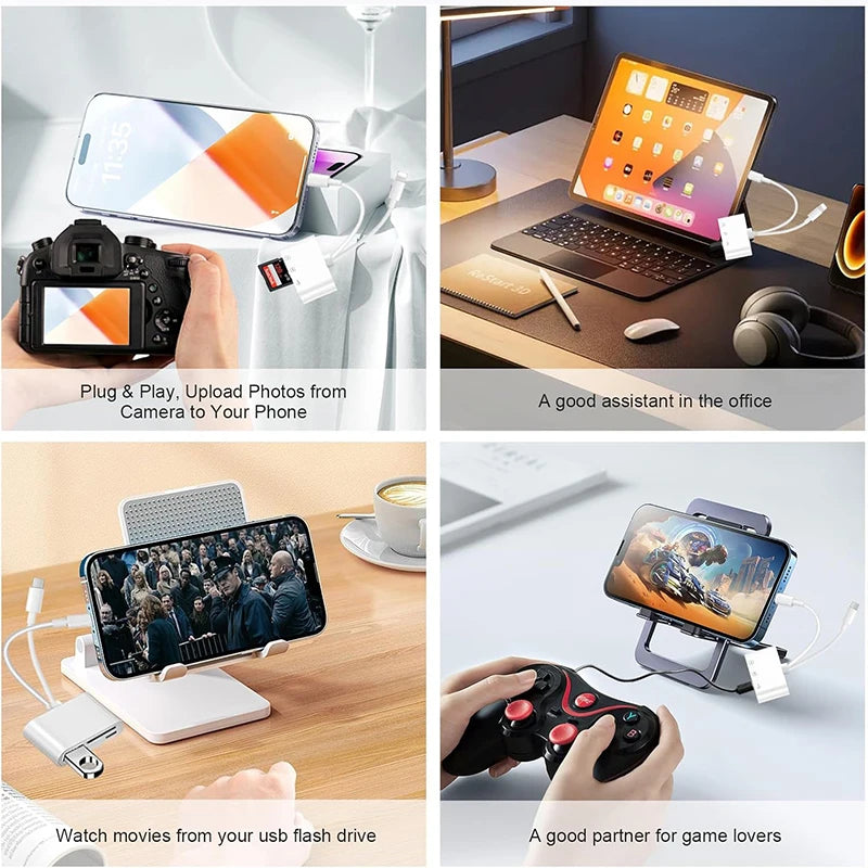 3-in-1 USB OTG Kartenleser Adapter für iPhone iPad