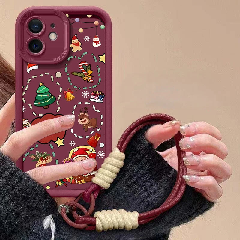 Cute Christmas phone case with red chain for Pixel