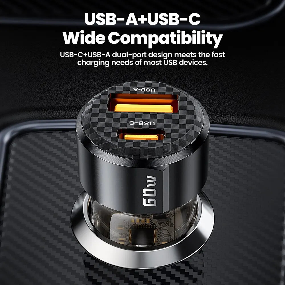 60W Auto Ladegerät Schnellladung PD 27W