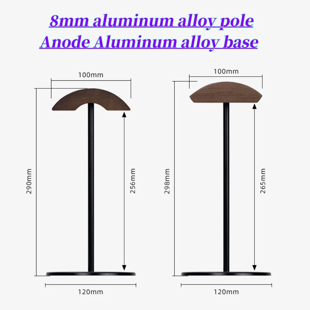 Metal walnut headphone stand, wooden desk holder