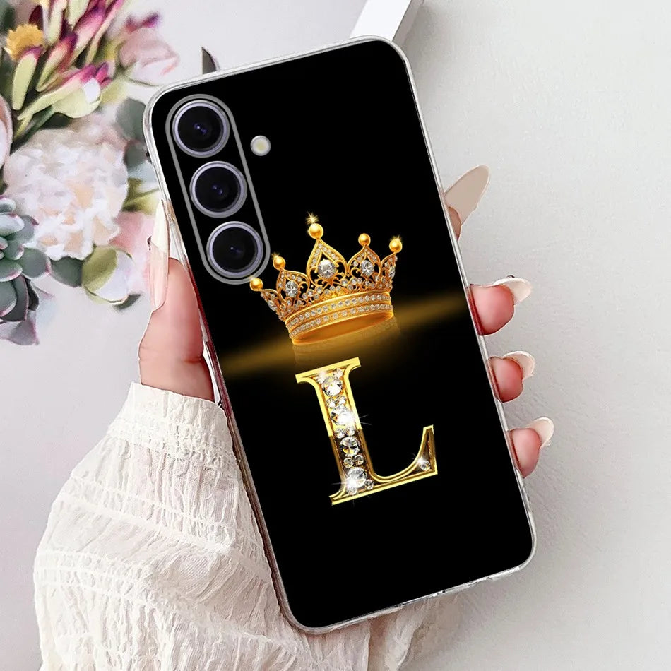Galaxy S24 FE Case Crown & Letter Design Silicone