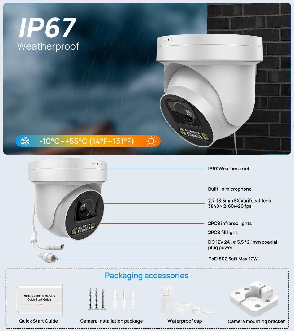 8MP PTZ IP Kamera 5X Zoom Outdoor mit POE