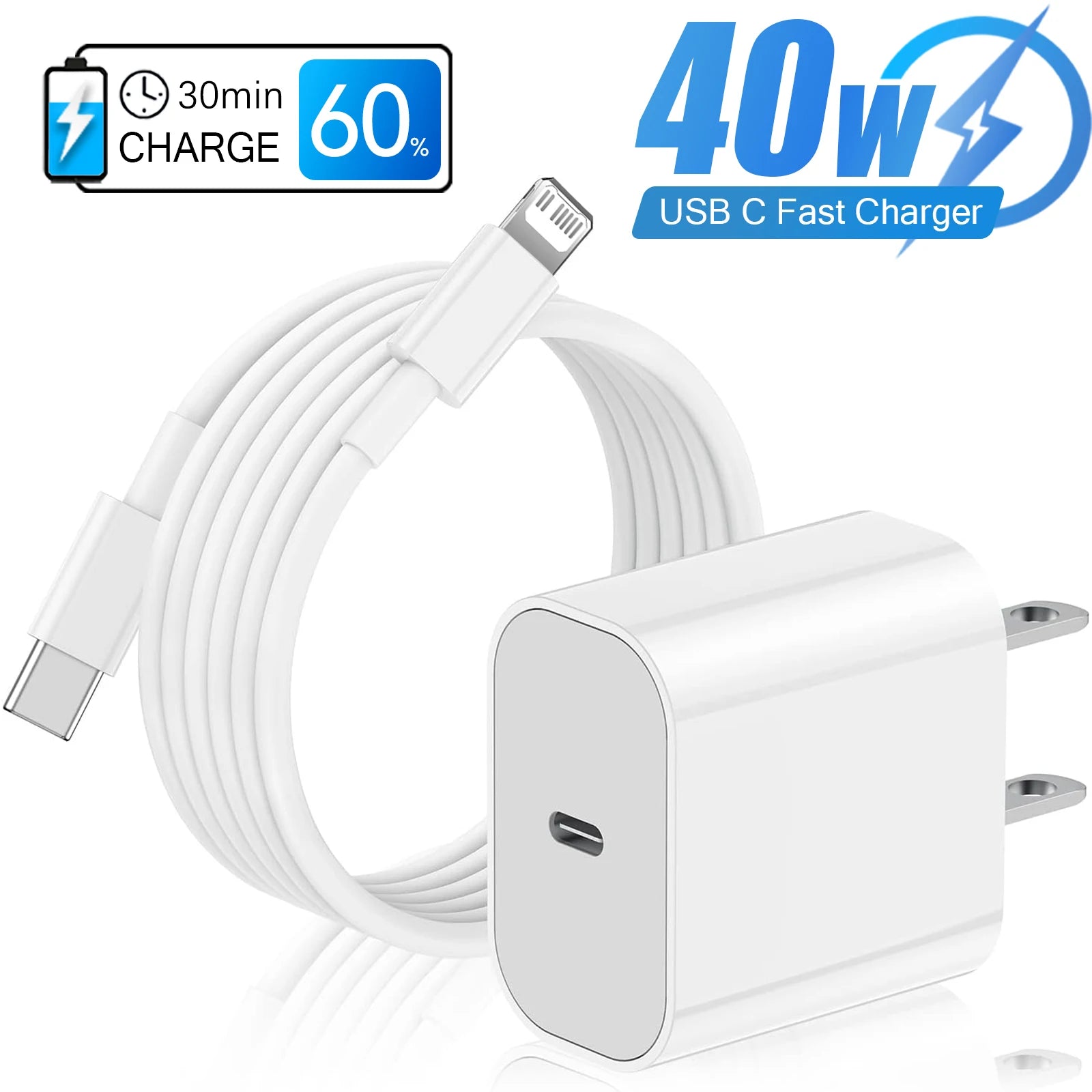 40W USB-C Fast Charger & Cable Set