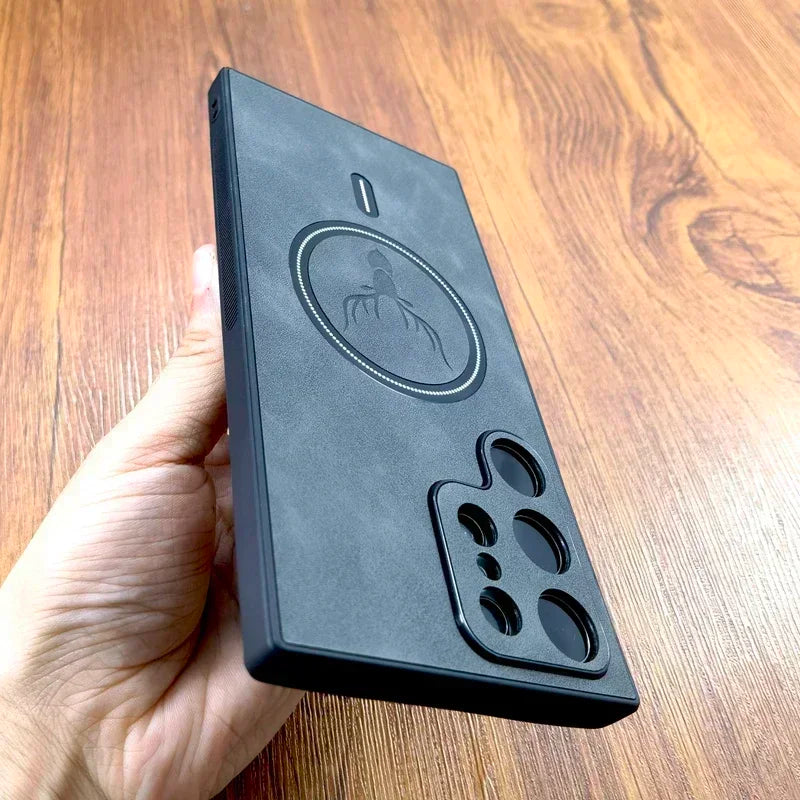 Vintage PU Lederhülle mit MagSafe