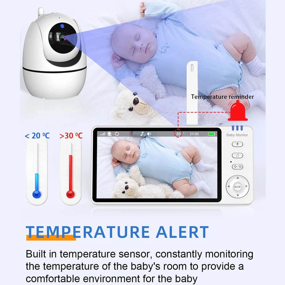 5-inch video baby monitor with PTZ camera and night vision
