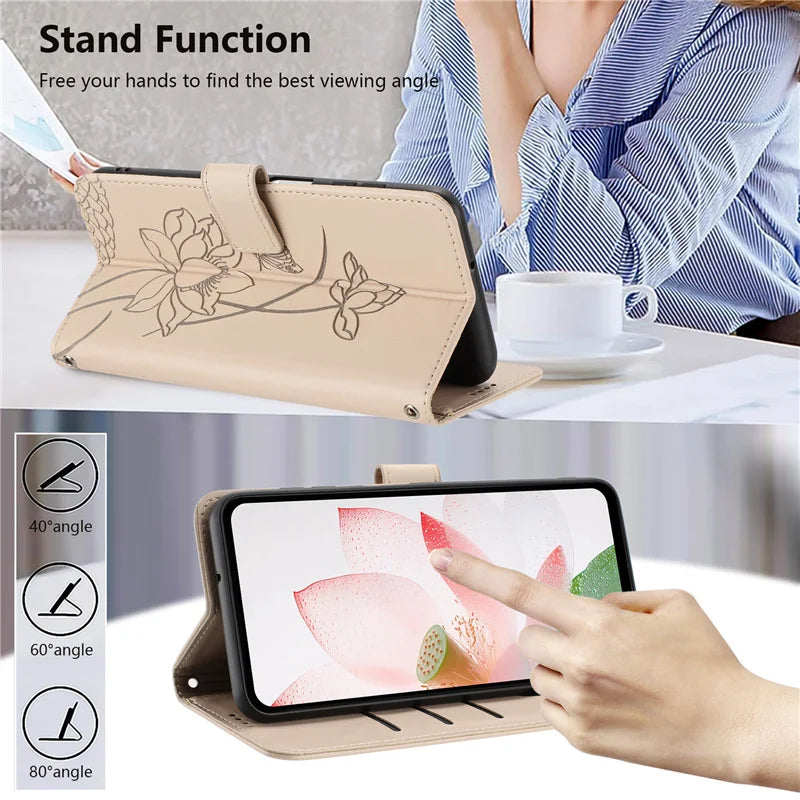 Blumen-Lederflip-Hülle für Google Pixel 10