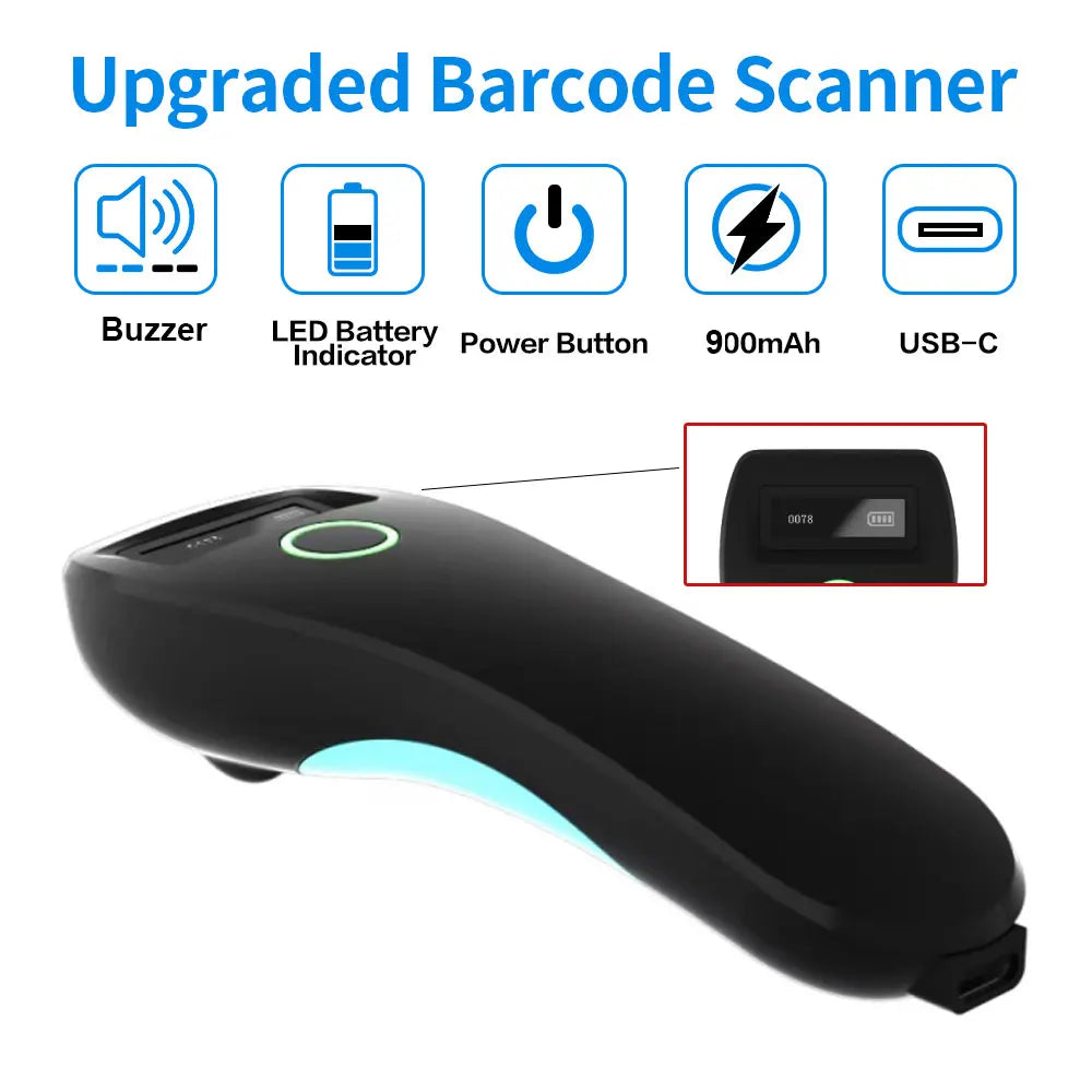 Kabelloser 1D 2D Mini Barcode Scanner Bluetooth Pocket