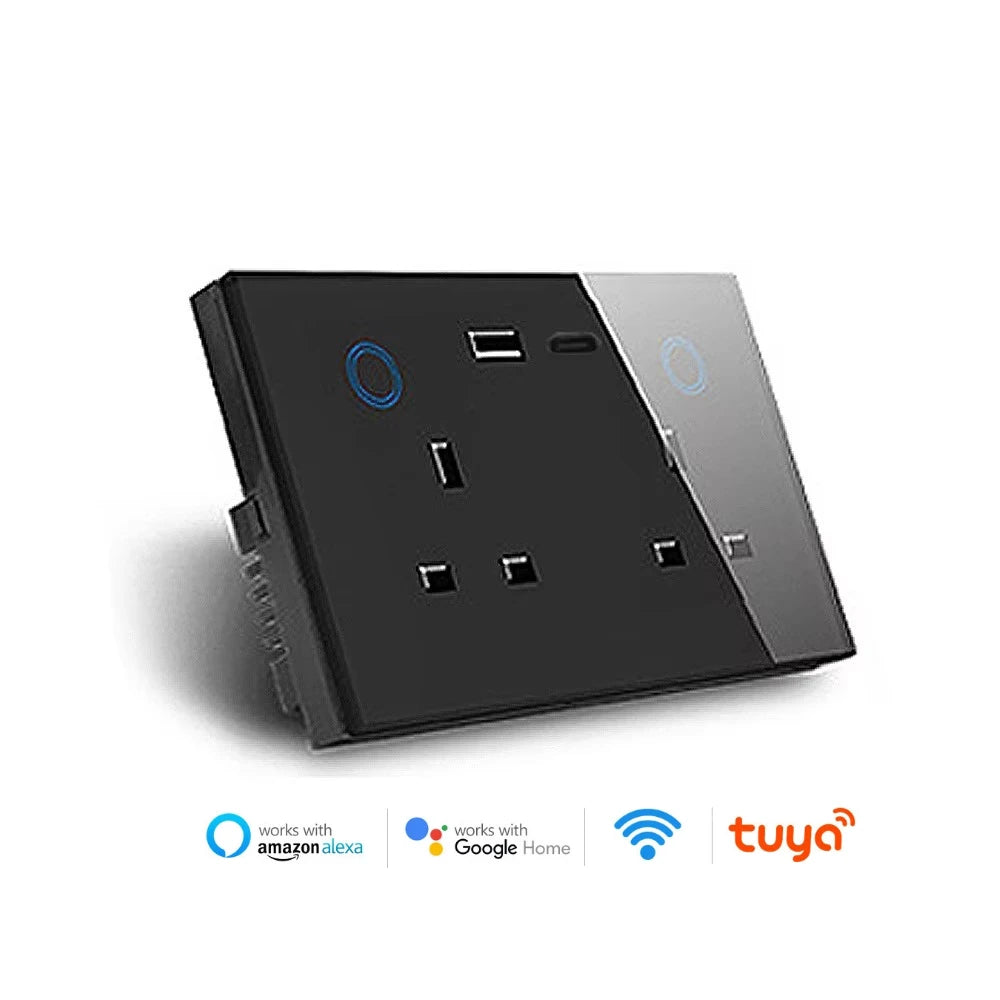 Smarte WLAN-Steckdose UK Dual mit USB-C 20W