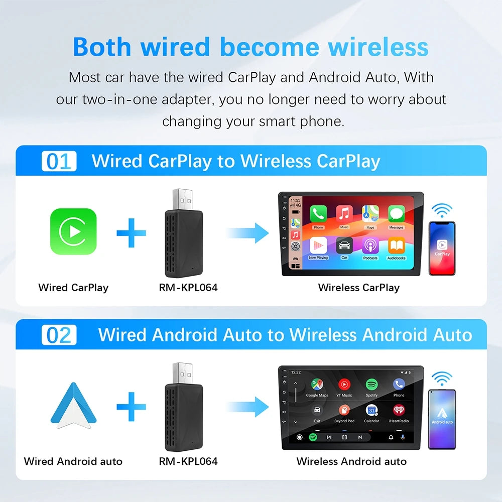 Kabelloser CarPlay Android Auto Adapter 2in1