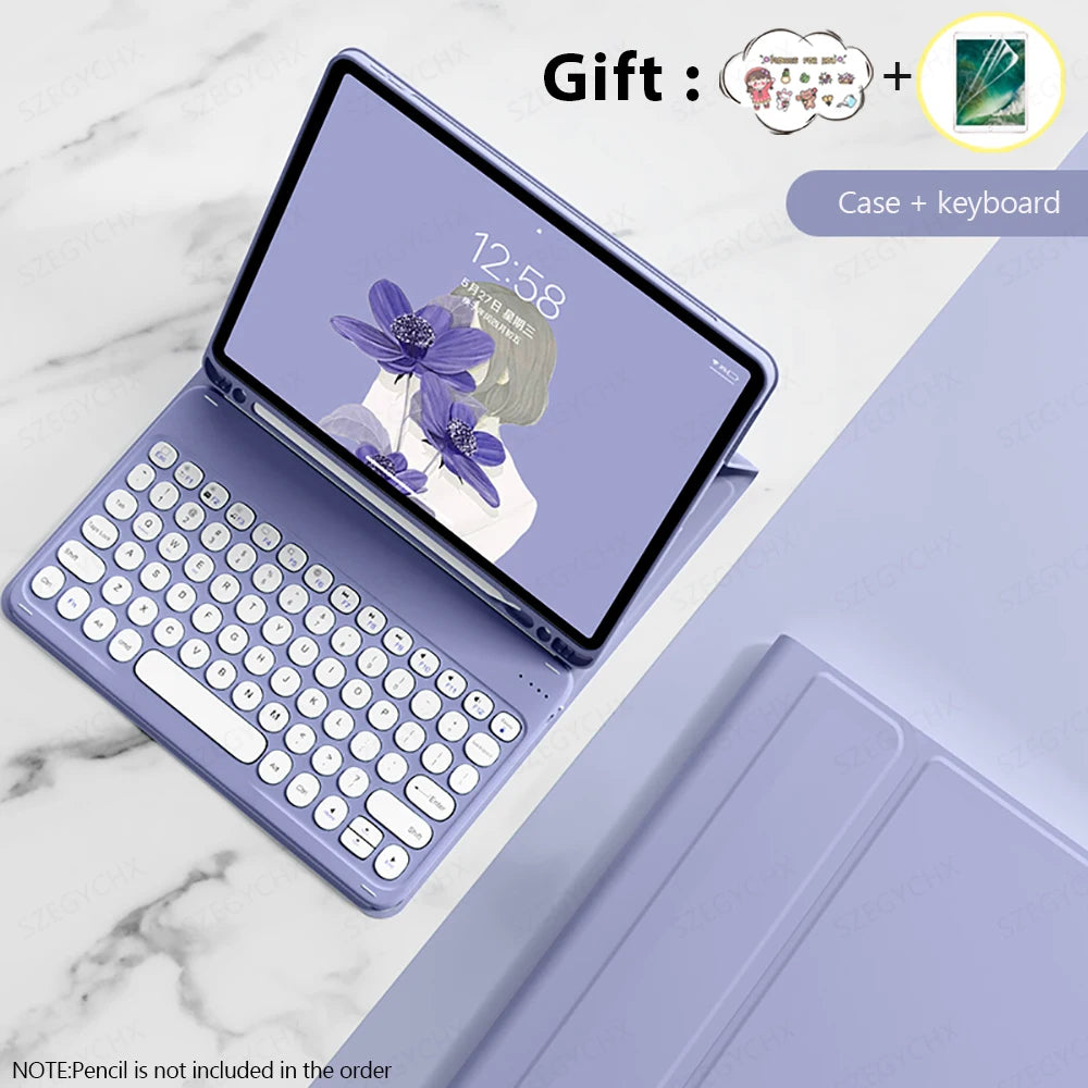 Kabellose Tastatur & Maus Hülle für iPad A16, Pro 13/11/12.9, Air 13/11/5/4, 10.2 (7/8/9/10. Gen) – Bluetooth Keyboard, Wireless Maus, wasserdicht & stoßfest