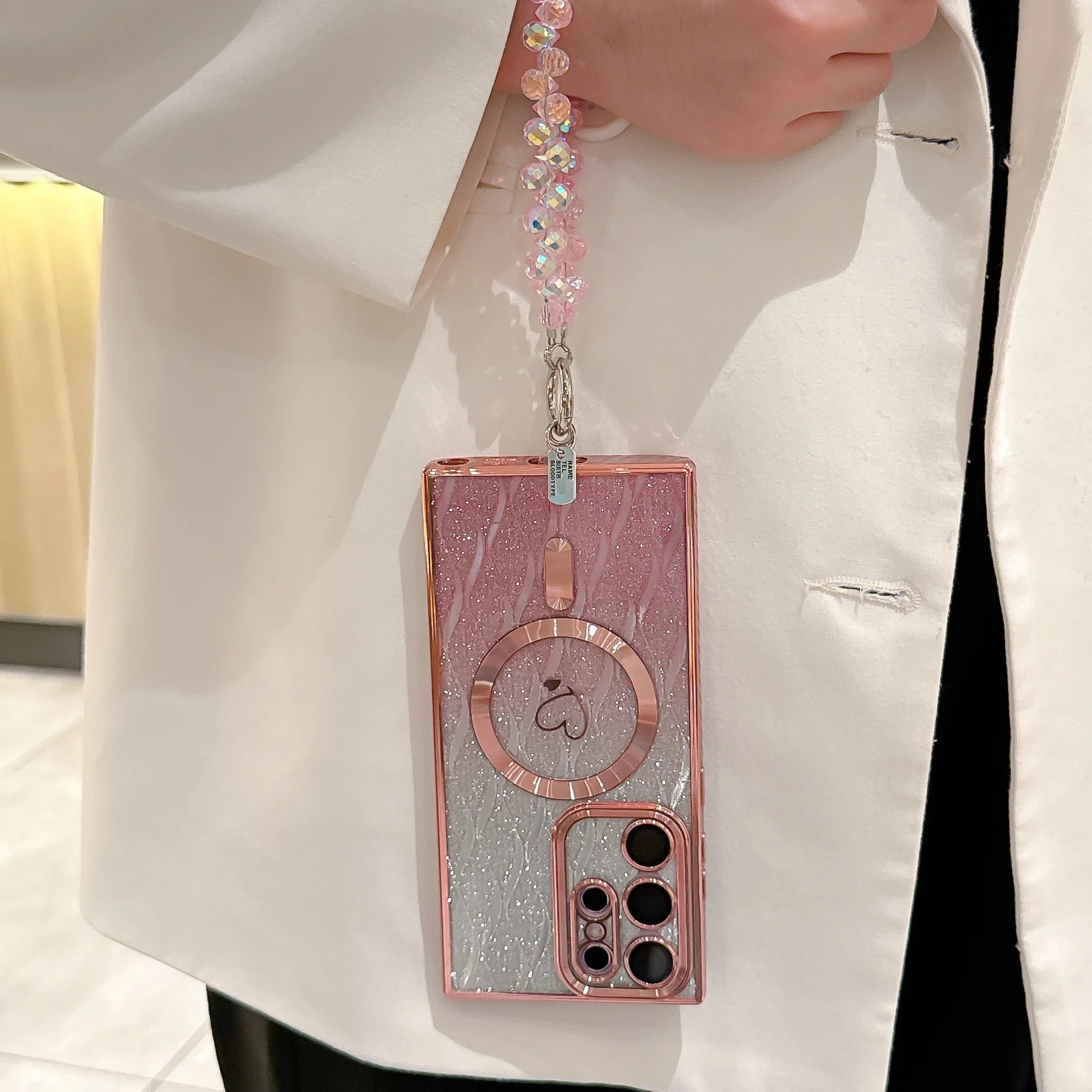 Herz Glitzer Kristall Armband Hülle für Samsung S25 Ultra